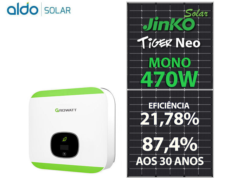 GERADOR DE ENERGIA SOLAR GROWATT COLONIAL SOLAR GROUP ALDO SOLAR ON GRID GF 5,17KWP JINKO TIGER NEO MONO 470W MIN 5KW 2MPPT MONO 220V GF 5,17KWP JINKO TIGER NEO MONO 470W MIN 5KW 2MPPT MONO 220V 0