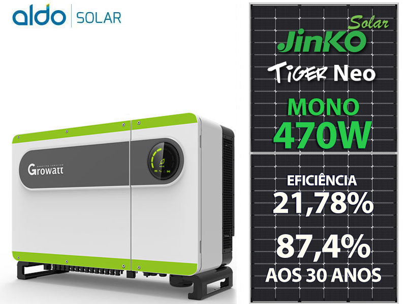 GERADOR DE ENERGIA SOLAR GROWATT ROSCA DUPLA METAL ROMAGNOLE ALDO SOLAR ON GRID GF 70,5KWP JINKO TIGER NEO MONO 470W MAX 75KW 7MPPT TRIF 380V GF 70,5KWP JINKO TIGER NEO MONO 470W MAX 75KW 7MPPT TRIF 380V 0