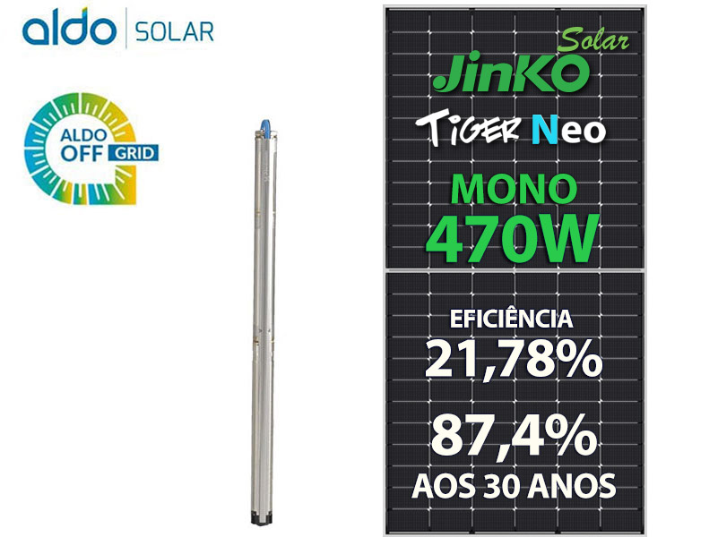 GERADOR DE ENERGIA SOLAR BOMBA SOLAR COLONIAL SOLAR GROUP ALDO SOLAR OFF GRID GEB 1,88KWP JINKO TIGER NEO MONO 470W 1.260L/H 150M ATE 7.560L/DIA GEB 1,88KWP JINKO TIGER NEO MONO 470W 1.260L/H 150M ATE 7.560L/DIA 0